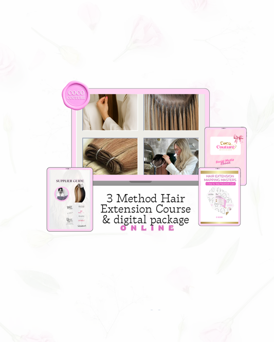 Online Master Hair Extensions Course:  Tape, Weft & Nano + Digital Package
