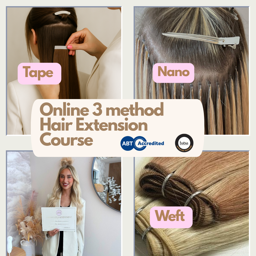 Online Beginner Hair Extensions Course:  Tape, Weft & Nano